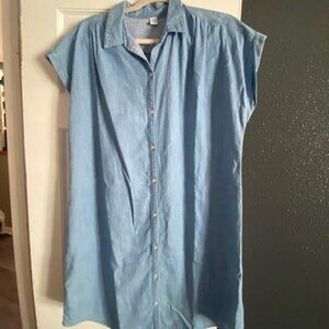 Old Navy Denim Chambray Short Sleeve Shirtdress Button-Down Large